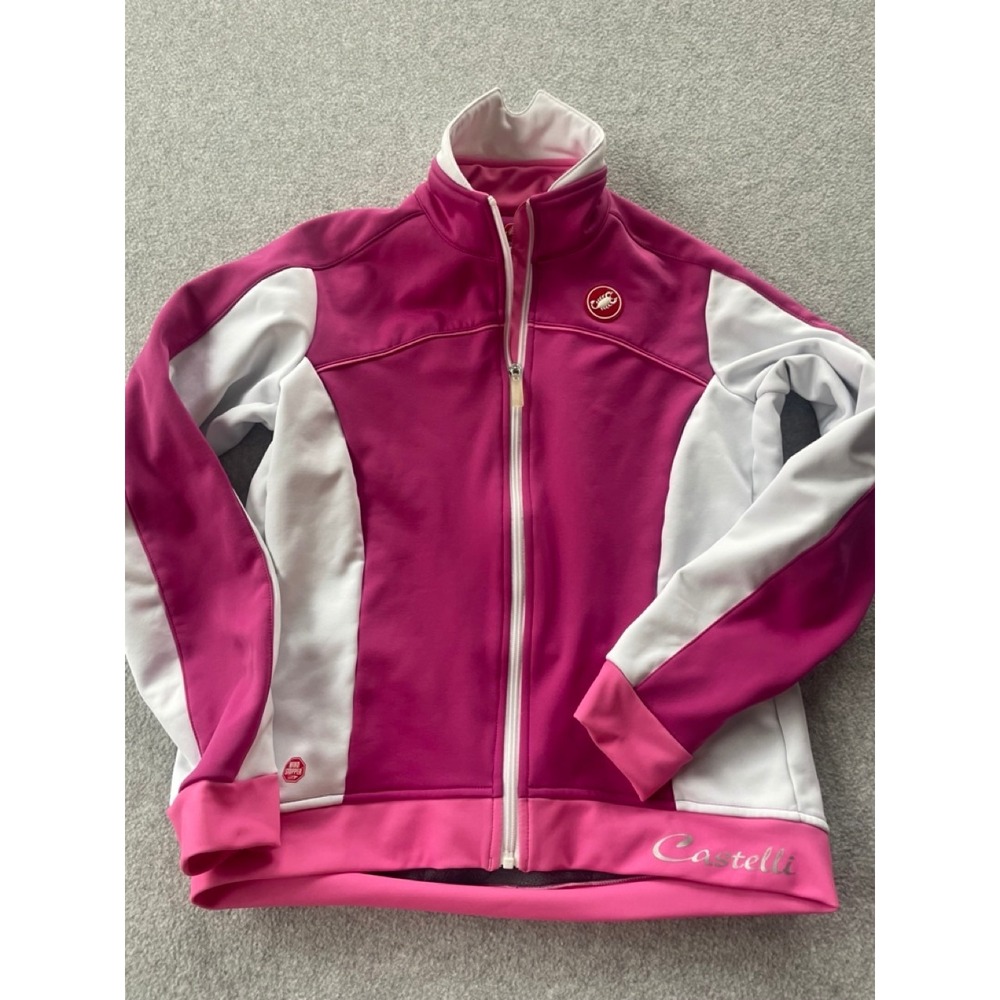 Castelli Womens Windstopper Cycling Jacket Pink White Fleece Lined XL W13